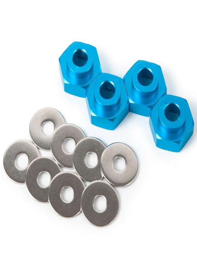 JGGZONE 4PCS Aluminum Alloy 12mm Turn to 17mm Wheel Rim Hex Adapter Drive Hub Converter Extension Compatible with Tamiya Axial Traxxa HPI Himoto HSP Losi Kyosho 1/10 RC On-Road Car Tires (Blue) - Image 4